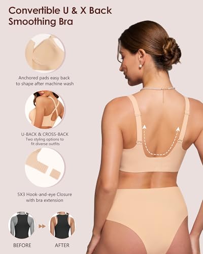 As Fairy Bras for Women No Underwire Full Coverage Seamless Wireless Bra with Support and Lift Tshirt Push Up Brassiere(Invisible Nude 38C) — view 4