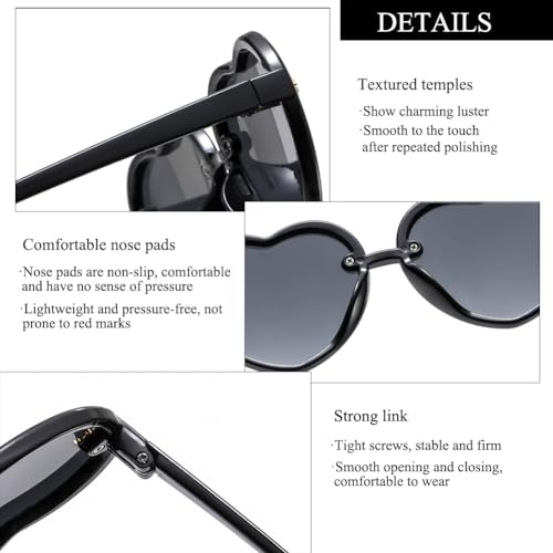 FBHLZ 3 Pack Girls heart Shaped Sunglasses UV 400 Protection Kids Love Heart Sunglasses Outdoor Beach Holiday Age 3-10 Years3