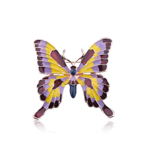 Image of FEELMEM Crystal Rhinestone Butterfly Brooch Pin Blue Color Butterfly Brooches for For Women Wedding /Banquet /Birthday Party