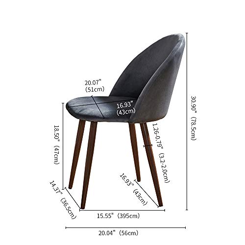 Ids Online Mid Century Dining Set Of 2, Living Room, Vanity, Makeup, Leisure, Accent Soft Velvet Seat & Backrest, Upholstered Side Chairs With Metal Legs, Gray #TOP1