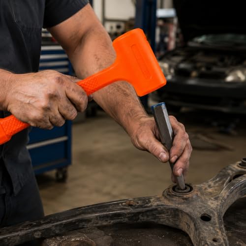 Stark USA 2LBS Dead Blow Hammer Grip Mallet Hammer Checkered Handle Spark and Rebound Resistant with 2-pounds Head, Orange by Stark USA - Image 5