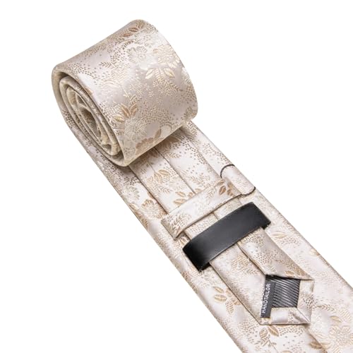 Image of Barry.Wang Men Tie Set Floral Paisley Silk Necktie Pocket Square Cufflinks Formal Wedding Party Business