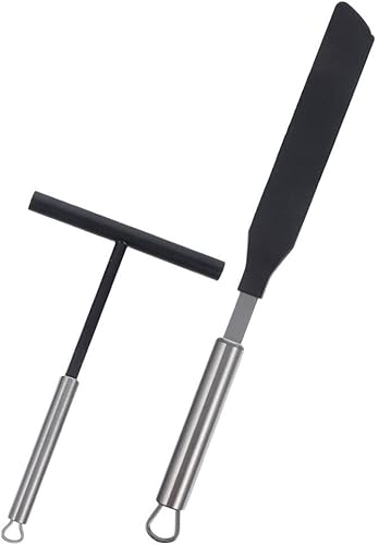 Luxshiny 1 juego de espátula de crepé de acero inoxidable para el hogar, herramienta para hacer panqueques fácilmente, esquinas redondeadas, bordes