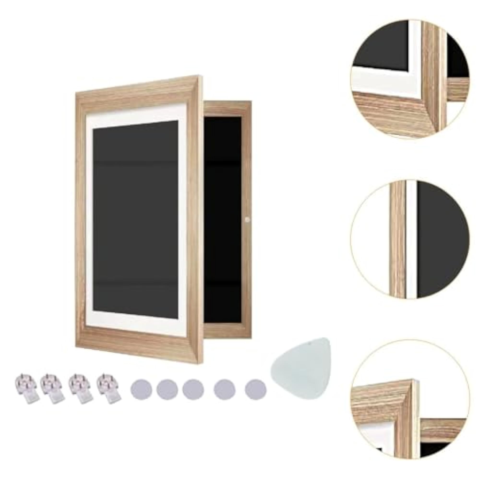 8K Kids Art Display Frame Accessory for Certificates & Documents, Wood Color