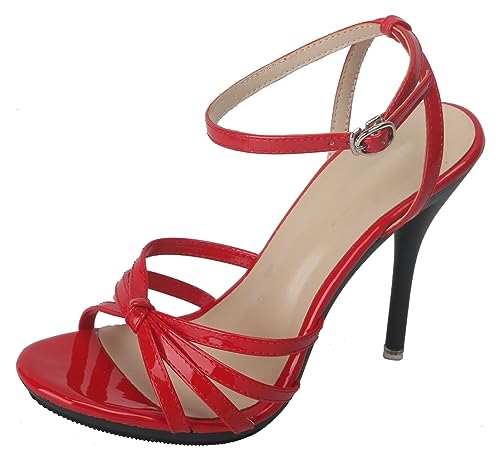 Sandales à talon aiguille rouge idéales pour sublimer vos soirées d'été en taille 40 TM012