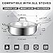 EWFEN 12 Inch Tri-Ply Stainless Steel Frying Pan, 5-Quart Deep Saute Pan with lids, PFOA&PTFE Free Skillet, Induction Cooking Pan, Dishwasher&Oven Safe,Works on All Cooktops