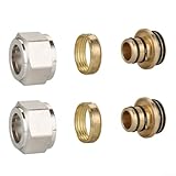 Besttoolifes Klemmverschraubung für Fußbodenheizung, 1,9 cm, Messing-Kompressionsverbinder für 16 mm Heizrohr und Krümmer, 2 Stück (40,6 x 4,6 x 1,9 cm)