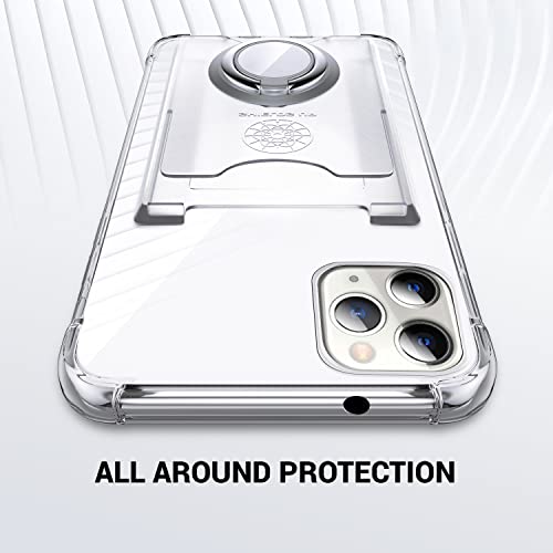 Shields Up Designed For Iphone 11 Pro Case, Minimalist Wallet Case With Card Holder [3 Cards] & Ring Kickstand/Stand, [Drop Protection] Slim Protective Cover For Apple Iphone 11 Pro (5.8 Inch), Clear #TOP6