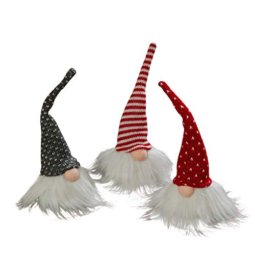 Image of Whole House Worlds The Santa Gnomes, Set of 3, Rustic Swedish Style, Bendable Nordic Knit Hats, Chubby Faux Fur, Weighted Belly Bottoms, Christmas Tomte Decoration, 8 H Inches Tall, by WHW
