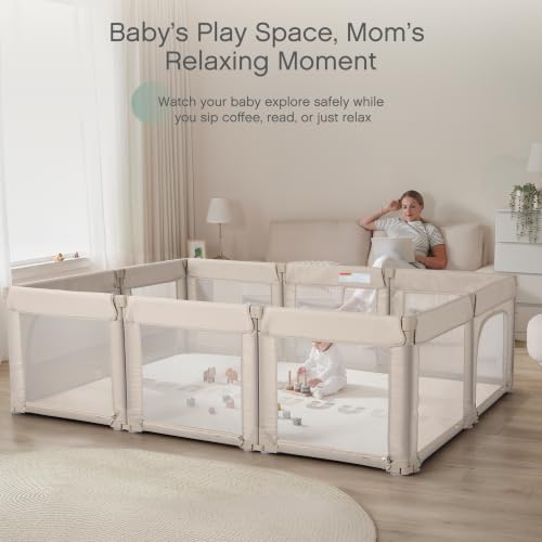 Image of Doradotey 10 Panel Foldable Baby Playpen for Toddlers 1-3, Adjustable Shape Large Indoor Playard, No Tools Assembly, 360 Breathable Mesh, Separate Washable Panels Safety Fence,Grey