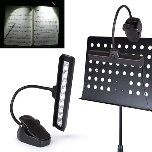 iKenta Battery Operated Music Stand Light 9 LED Super Bright Gooseneck Orchestra Piano Light Reading...
