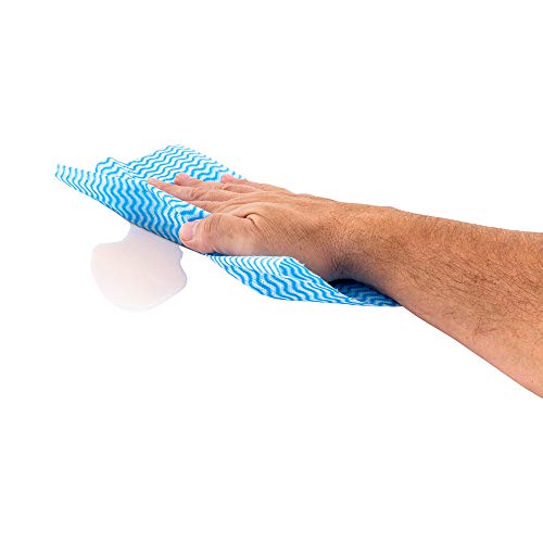 Restaurantware RW Clean 23.6 x 11.8 Inch Reusable Cleaning Cloths 100 Wipes All-Purpose Dish Wipes- Durable Machine-Washable Blue Viscose Disposable Cloths Pre-Cut Rectangle