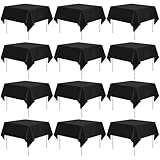 REWOMC 12 Pack Black Square Tablecloths 52 x 52 Inch, Table Cloth for Square Table, Stain and Wrinkle Resistant Washable Fabric Table Cloth, Polyester Tablecloth for Restaurant Banquet Party