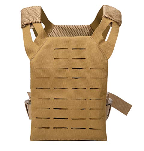 Cadet 2.0 Childrens Tactical Airsoft Paintball Kids Vest, Free Us Flag Patch, Mil Spec Pals Laser Cut Molle Modular W/Mag Pouches (Brown) #TOP2