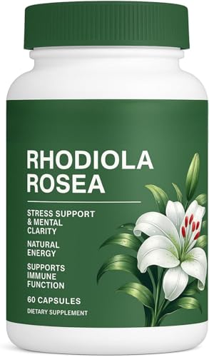 Rhodiola Rosea Capsules, 500mg Rhodiola Rosea Organic Extract Supplement, Natural Adaptogenic Herb for Stress Support, Energy Balance & Immune Support, Non-GMO, 60 Vegan Capsules