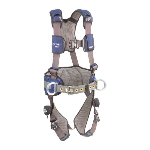 Exclusive Discount 50% Price 3M 1113121 DBI-SALA ExoFit NEX Construction Harness, Alum Back/Side D-Rings, Locking Quick Connect Buckles, Sewn In Hip Pad & Belt, Small, Blue/Gray