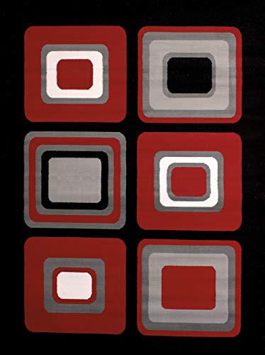 United Weavers Dallas Spaces Accent Rug – Red, 5X8, Modern Indoor Area Rug With Geometric Pattern, Jute Backing 5 Ft 3 In X 7 Ft 2 In #TOP1