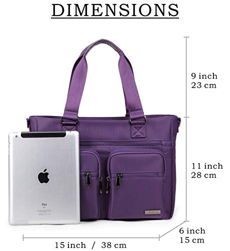 La Packmore Water Repellent Nylon Shoulder Bag Handbag Laptop Tote Travel Work School Clinic Nurse Tote (Lavender) #TOP2