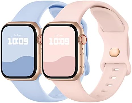 Adepoy 2 Pack Strap Compatible with Apple Watch Straps 49mm 45mm 44mm 42mm 41mm 40mm 38mm, Soft Silicone Sport Wristbands Band with Classic Clasp for iWatch Series 9 8 Ultra SE 7 6 5 4 3 2 1 Ultra 2