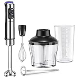 REDMOND Hand Blender Immersion, 5-In-1 Multifunctional Handheld Blender Set Stainless Steel Stick Blender with Egg Whisk, 500ml Food Chopper, 800ml Mixing Beaker, Milk Frother, 500W, Black