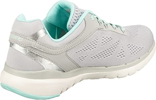 Skechers Women's Flex Appeal 3.0 - Moving Fast Trainers, Grey Gray Mesh Duraleather Mint Trim Gymn, 7 UK