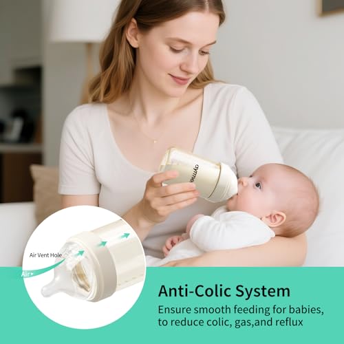 Image of PPSU Natural Baby Bottle for Newborn Breastfeeding Babies, Breast-Like, Anti-Colic, Extra Slow Flow Nipples (SS), 0 Months+, 4 oz, 2 Pack