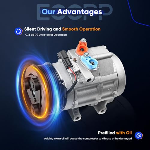Image of ECCPP Air Conditioning Compressor 2011-2016 for Ford for F-250 for F-350 for F-450 for F-550 Super Duty 6.7L A /C Compressor with Clutch