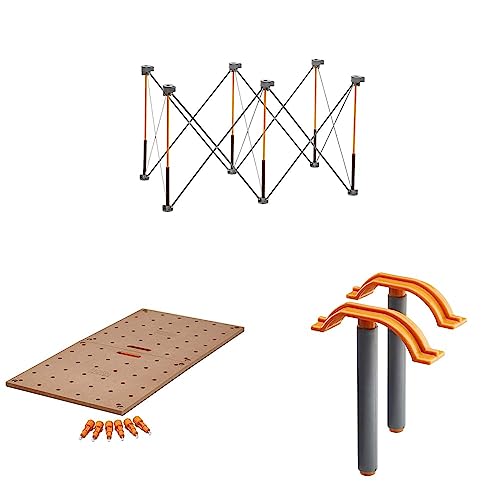 Image of Bora Centipede 2x4 Feet Work Stand and Portable Table - Workbench Table Top for Saw Horses - 24" x 48" & 2-Piece Quick Clamps Set
