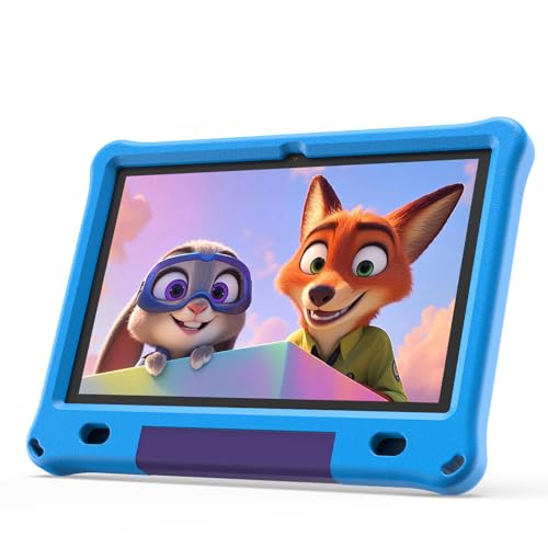 Kids Tablet 10" Android 12, Learning Tablet PC 3GB RAM 64GB ROM, Kids Apps, Parental Control, 10.1" IPS HD Display, 6000mAh, WiFi, EVA Kid-Friendly Case (Blue)