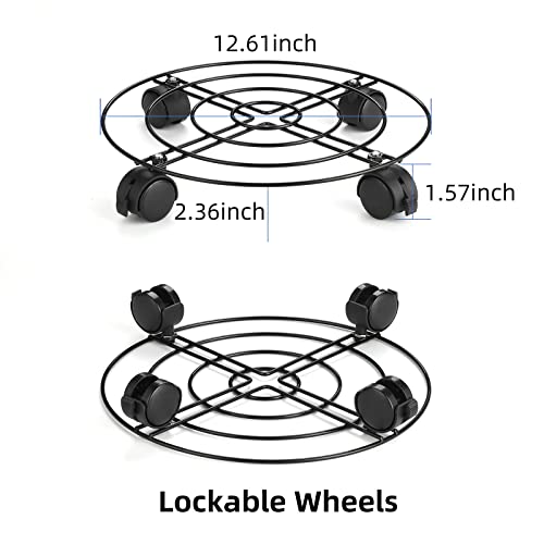 Maxurry 2 Pack Plant Caddy With Wheels Heavy Duty 12.6 Inches Metal Round Plant Dolly Rolling Plant Stand Holder For Outdoor Indoor Patio Garden Planter Potted Stand #TOP2
