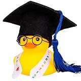 Mwmoeen lustige Akademiker Gummiente mit Diplom, Mini Graduierung Ente Auto Armaturenbrett Dekoration mit Graduierung Hut Schärpe Brille Schärpe, Geschenk bei Prüfungen Abschlussfeier (G1)