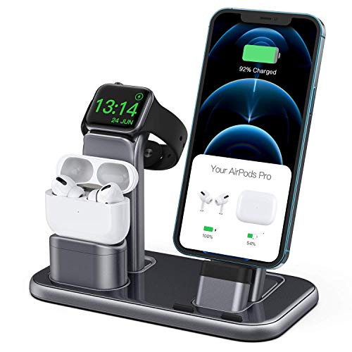 BEACOO 3 in 1 Charging Stand Compatible with iWatch Series 6/5/4/3/2/1, AirPods Pro 1/2 and iPhone Series 12/11/SE 2020/XS/XS Max/XR/X/8 Plus/7 Plus/6S Plus(Charger & Cables Required)