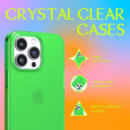 FELONY CASE - iPhone 12 / iPhone12 Pro Neon Green Clear Protective Case, TPU and Polycarbonate Shock-Absorbing Bright Cover - Crack Proof with a Gloss Finish - Full iPhone Protection by FELONY CASE - Image 2