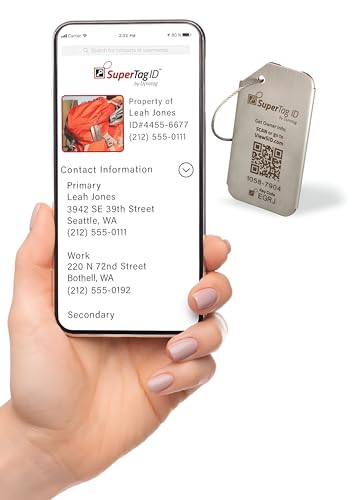 Dynotag® Web Enabled Brushed Stainless Steel Smart Luggage Tag ID + Loop with DynoIQ™ & Lifetime Recovery Service, Durable Travel ID for Suitcases, Backpacks, and Carry-Ons, Easy Identification2