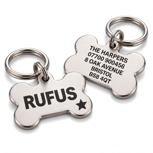 Medalla personalizable para perros y gatos de tamaño pequeño, mediano y grande, en oro y plata (plata, talla M: 25 mm)