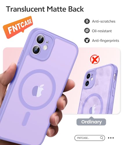 Image of FNTCASE for iPhone 11 Case: [Compatible with Magsafe] Translucent Matte Magnetic Cases [Full Camera Protection] Military Grade Shockproof Protective Phone Cover - Light Purple
