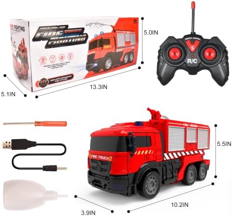 Hodlvant Fire Truck Car Transforming Robot Car Fire Rescue Toy RC Truck Transport Car for Age 4-12, Toy Fire Engine Remote Control Play Vehicle for Kid Boys Xmas Birthday Easter Gift