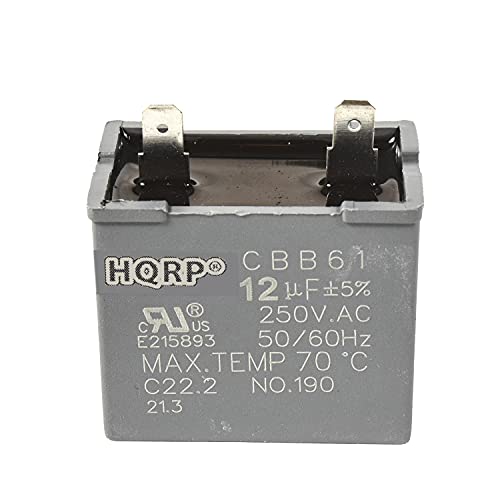 HQRP 12uf Refrigerator Capacitor compatible with GE WR62X79 JSU21X126 JSU21X126AOC JSU21X126AQC Replacement BCS42CKB CTH14CYXRLAD CTT21GAXLRWW CTX16CIZDLAD DTS18ICRFRWW ESS25KSTFSS FCM5DMCWH UL Listed