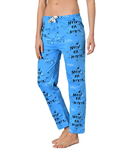 Image of KOTTY Blue Cotton Printed Women Pyjama