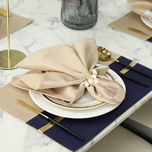 Aekao Set Of 12 Wood Bead Napkin Rings With Jute Rope Tassels For Christmas Farmhouse Wedding Home Dining Table Party Decoration #TOP2