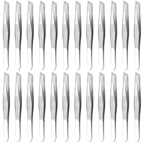 24 Pcs Mini Tweezers Bulk Pack - Stainless Steel Small