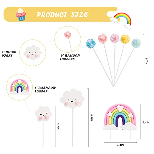 Rainbow Cake Topper, 8Pcs Rainbow Cake Decoration Set, Pastel Heart Rainbow Clouds Balloon Topper For Boys Girls Birthday Wedding Todder Baby Shower Party Decoration Baking Supplies… #TOP1