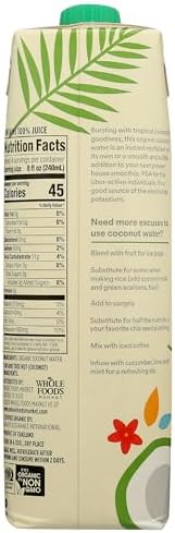 365 by Whole Foods Market, Organic Coconut Water, 100% Pulp-Free Juice, 33.8 Fl Oz
