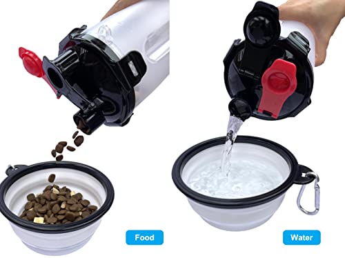 Dog Travel Water Bottle Collapsible Dog Bowls, 2-In-1 Pet Food Container,Portable Dog Bowls,Dog Poop Bag Dispenser,Bottle Brush,And Bottle Straps For Walking,Camping,And Hiking #TOP2