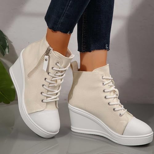 Chaussures décontractées pour femmes blanches plateforme taille 40 avec zip confort