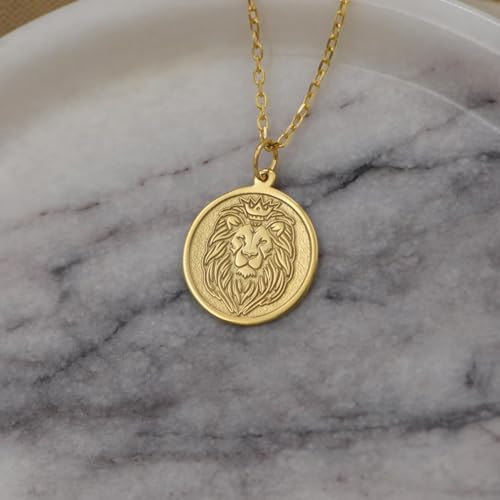 Collier pendentif lion en argent doré de 24 mm LKBEADS