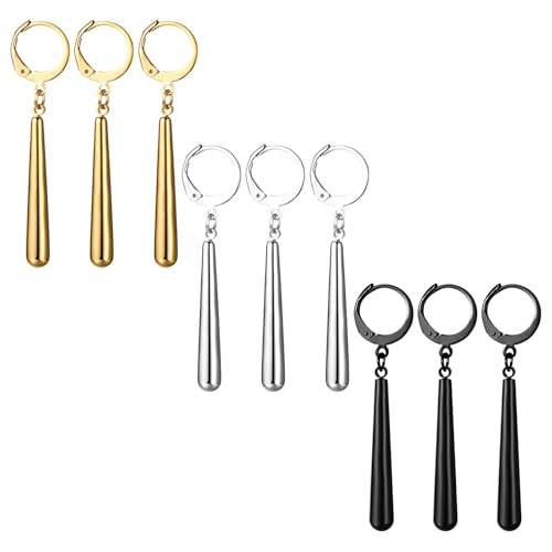 JewelryWe One Piece orecchini da uomo in acciaio inox Roronoa Zoro orecchini a cerchio Huggie orecchini clip on orecchini pendenti anime cosplay gioielli per gli amanti degli anime di Lorenor Zorro