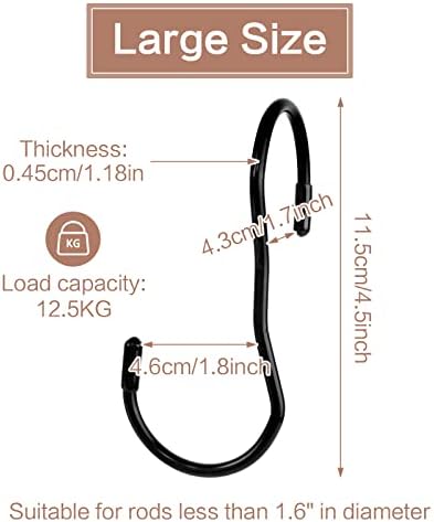6 PCS Purse Hanger S Shaped Hanging Hooks Unique Twist Design S Bag Hanger Hook Black Coated Large S Hooks Anti-Rust Durable Metal Hooks for Handbag Hat Scarf Kitchen Utensils Plants