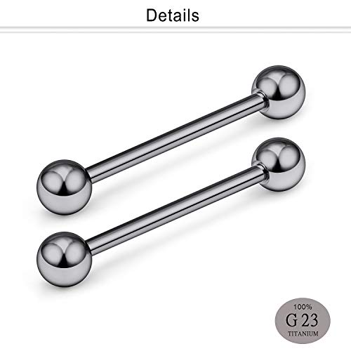 Dyknasz Grade 23 Titanium Externally Threaded Nipple Shield Barbell Ring Bar Body Piercing Jewelry For Women Men 14G 12Mm 1/2 Inch #TOP1