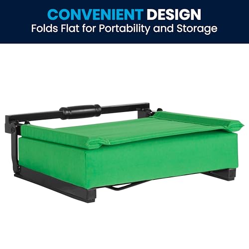 Flash Furniture Grandstand Portable Stadium Seat for Bleachers or Benches, Folding Padded Stadium Chair with Carrying Handle, 500 lb. Weight Capacity, Bright Green